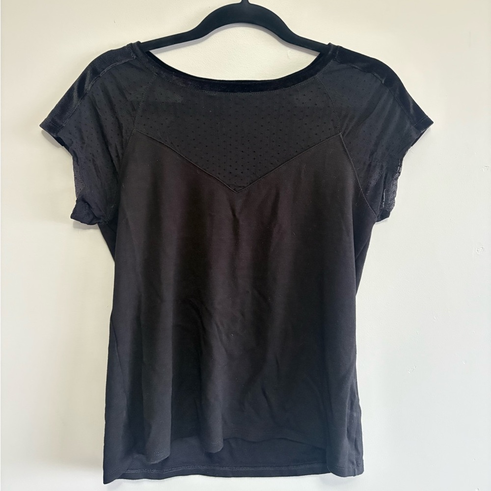R&W Chic Elegant Black Casual Office Women's Top Size S